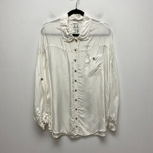 Pete & Greta Johnny Was Off White Cupra Roll Tab Sleeve Office Button Up Shirt L